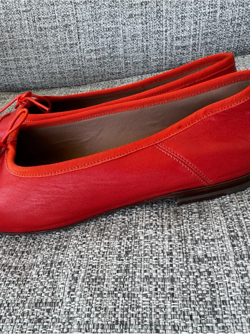 Mansur Gavriel Red Square-Toe Ballet Flats with Bow Detail - Picture 4 of 11